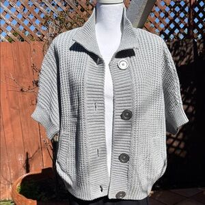 Talbots Light Gray Short Sleeve Cardigan